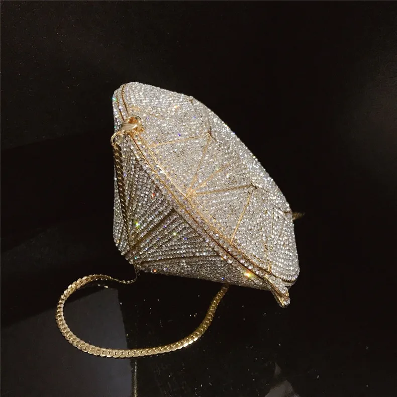 

Trend 2020 Luxury Diamond personality Full dress Crystal wedding party evening bag full rhinestone ladies clutch bags, Gold silver