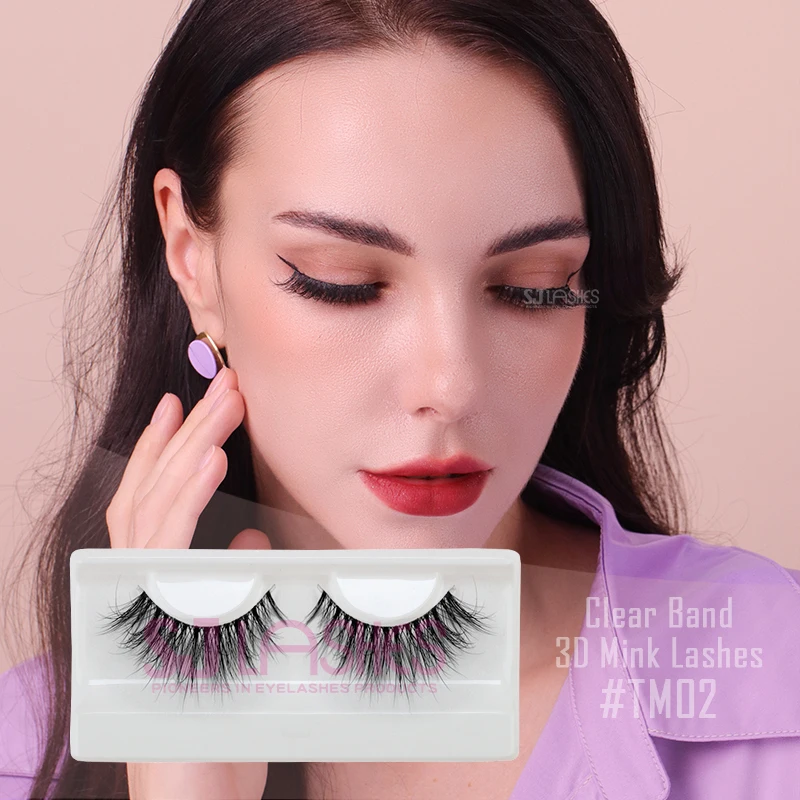 

Band-less 3D Mink Lashes Wholesale for a Natural Effect Look Clear Band Fake Eyelash with Custom Packages