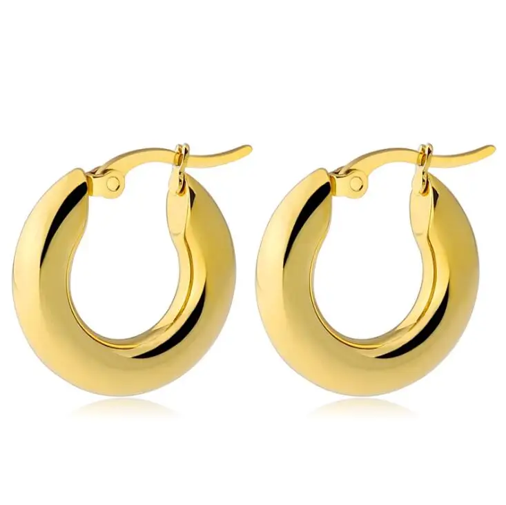 

1 Pair 5mm thickness Big Circle Large Hoop Earrings Round Earring Stainless Steel Jewelry for Women Gift