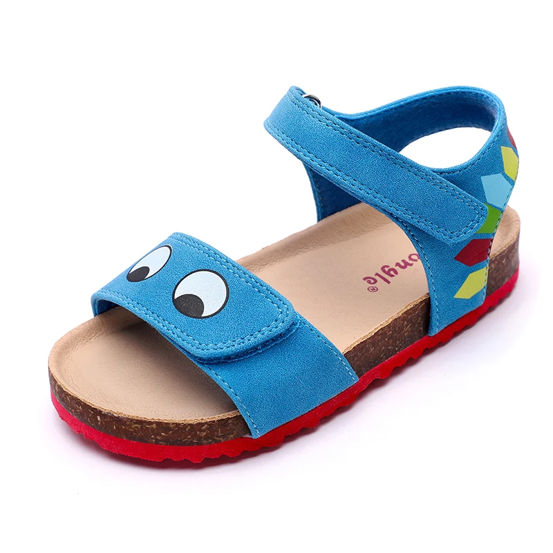 

Wholesale new summer buckles children's sandal cartoon wood bran soft sole beach sandal breathable baby shoes