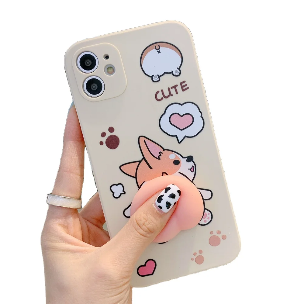 

Cute 3D Cartoon Soft Phone case for Iphone 6 7 8 9 Funny Decompression Silicone Phone case for Iphone 11 12 pro max Mobile cover