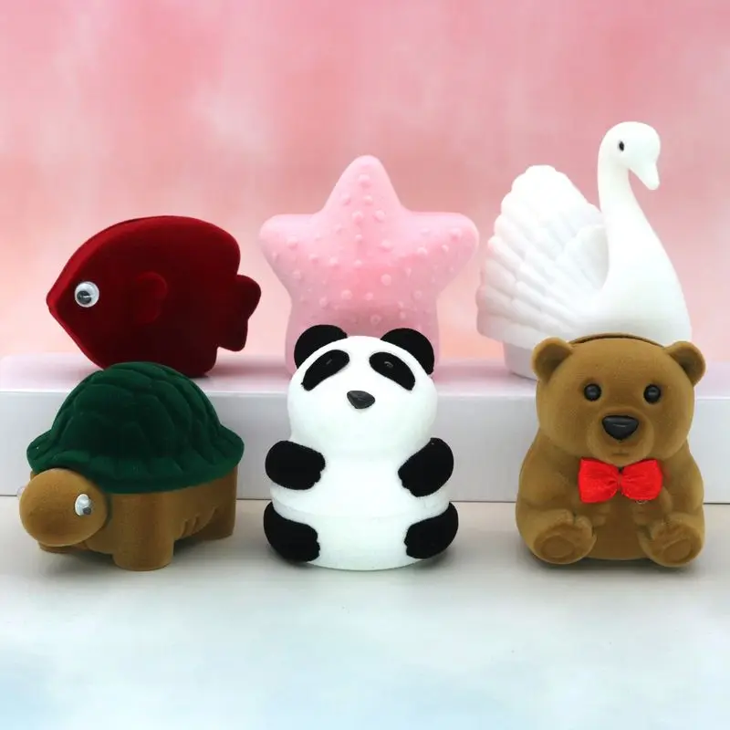 

Earring box custom logo fish star swan panda Santa jewellery Claus packaging stud earing velvet box earring box