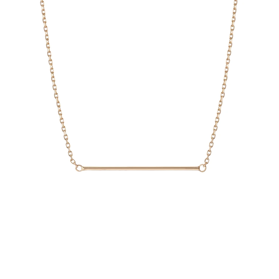 

Wholesale Gold Jewelry 925 Sterling Silver 18K gold Plated Bar Pendant Necklace For Woman Simple Chain Necklace Engagement Party