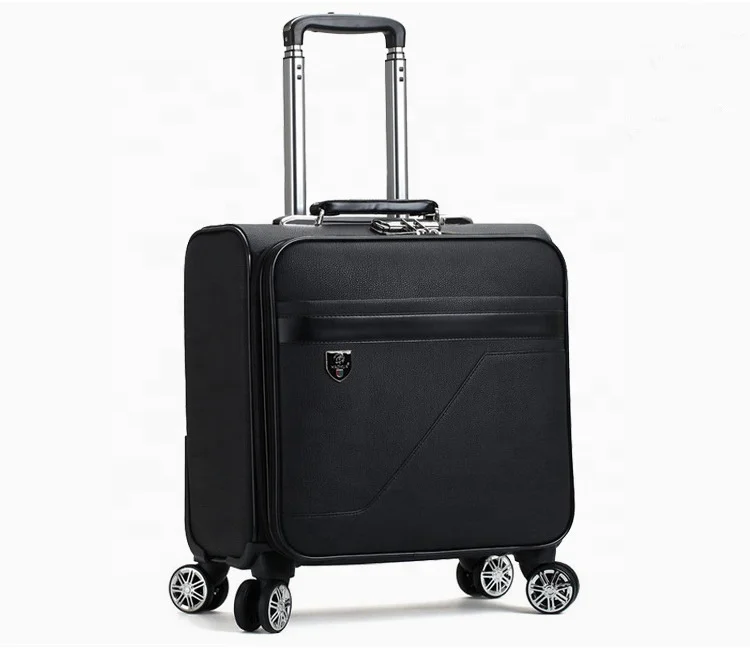 

mini universal wheel trolley suitcase business boarding luggage soft PU leather luggage, Brown/black/customized color