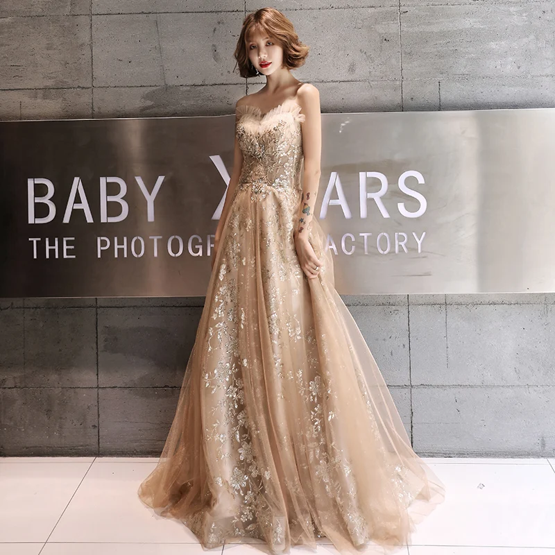 

luxury champagne lace Sweetheart new style sexy ball gown lace up back wedding dress, As shown