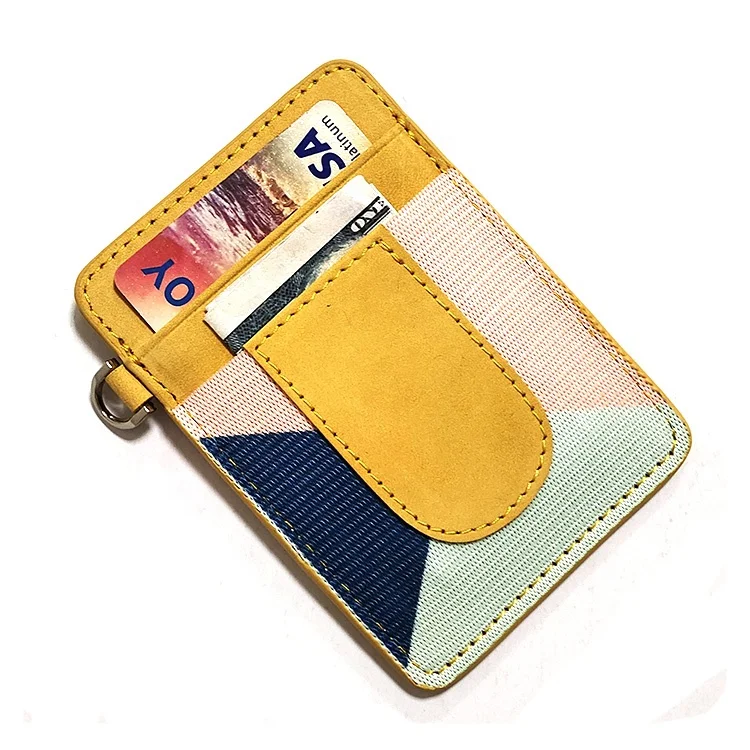 

Drop Shipping Gift Women Purse Slim Minimalist Front Pocket RFID Blocking Leather Wallets For Men Women, Yellow/gray