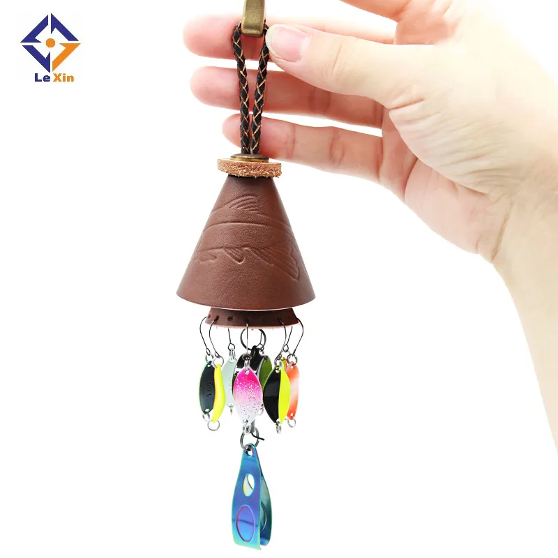 

Handmade stream pure leather bells Accessories outdoor fishing bait fishing gear for single hook special packing bag, As shown