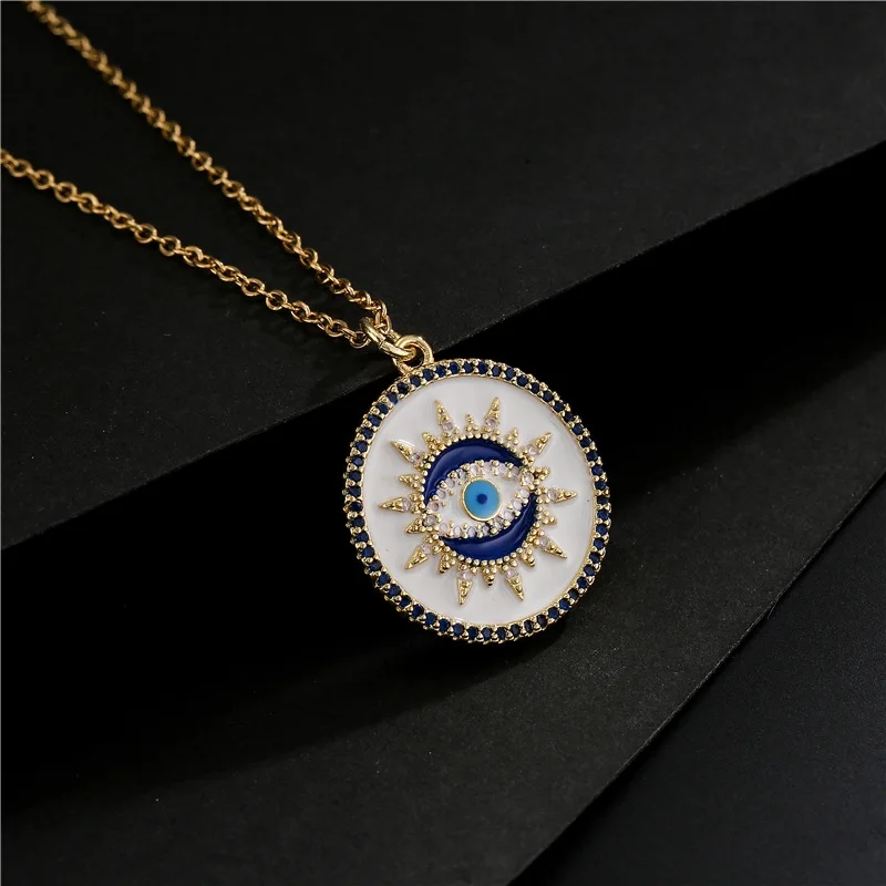 

fashion hot sale white dripping Devil's Eye pendant necklace women's real gold plating jewelry, Colorful