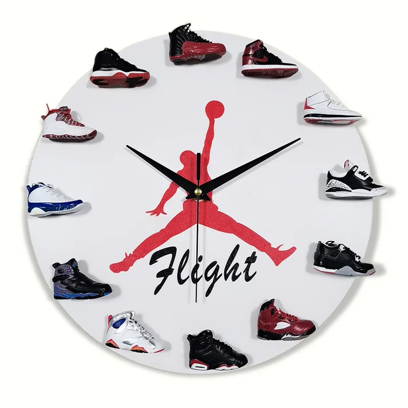 

fashion 12inch jordan clock DIY modern style 3D shoe model basketball shoes wall clock mold man clock