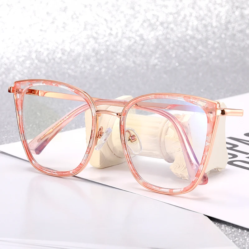 

82013 2022 Metal Cat Eye Optical Eyewear Frame Computer Blue Light Filter Blocking Glasses Eyeglasses For Woman