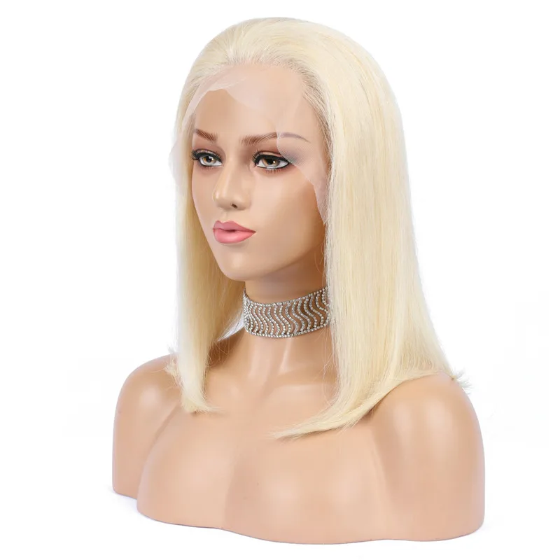 

9A Pre-Plucked Bob Lace Front Wigs 613 Blonde Short Cut Straight 100% Human Hair Glueless Lace Wig For Black Woman