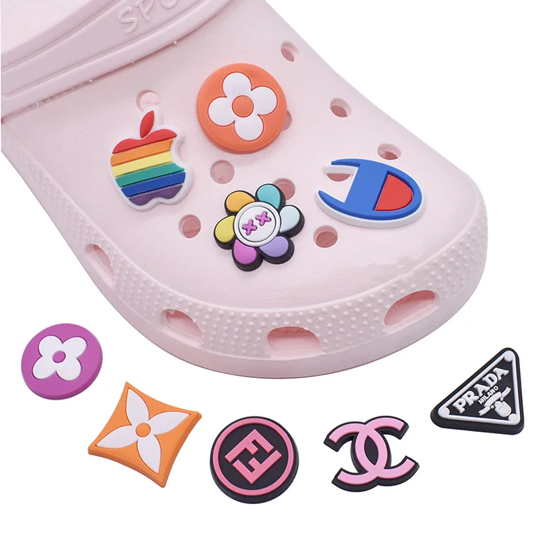 

2021 customized personality new products cartoon pvc soft rubber children's clogs shoes flower shoes charm, As picture/custom