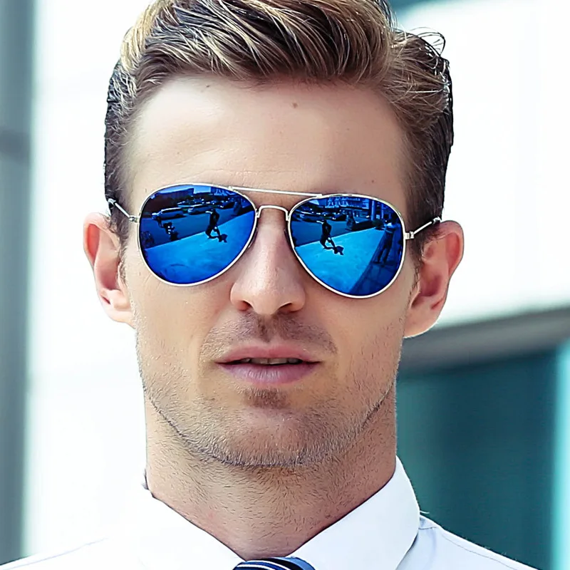 

DCOPTICAL 2021 Double Bridge Metal Mirror Lens Coating Classic Shades Flat Top Fashion Hot Sale Sunlgasses