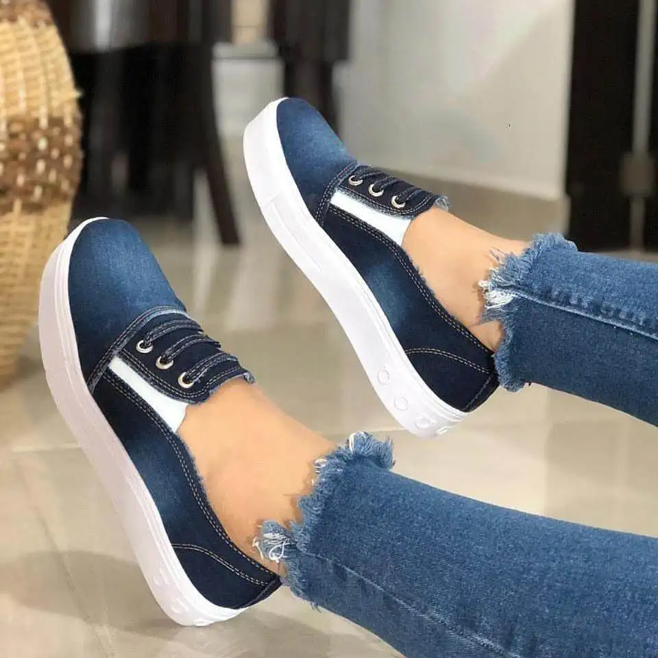 

Hot Sell Casual Shoes Women Cloth Upper Fashion Autumn Style Flat Shoes, As picture