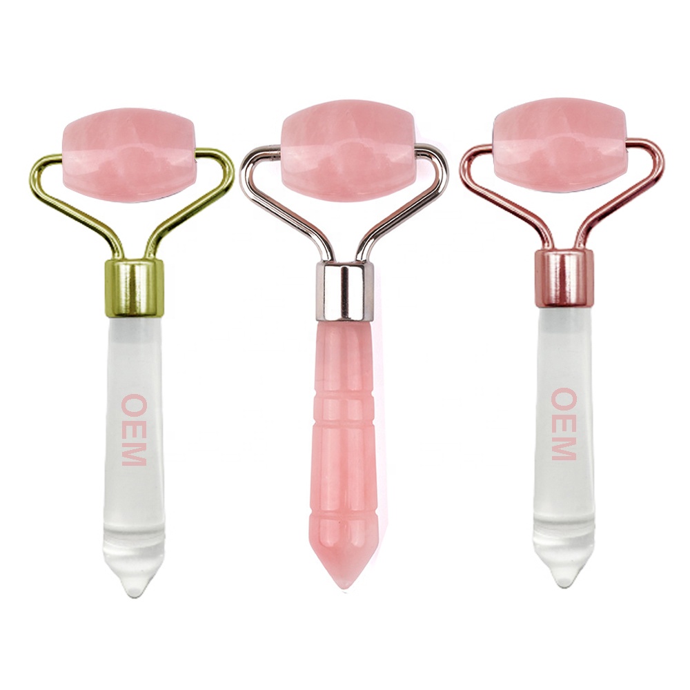 

RTS Mini Jade Eye Roller Single Head Rose Quartz Facial Massage Ball Roller, Pink