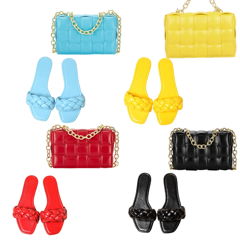 

Hot Sale Fashion Bag and Slide Sandals Slippers Set Jelly set of shoes and handbag Matching 2022 purse and shoe set