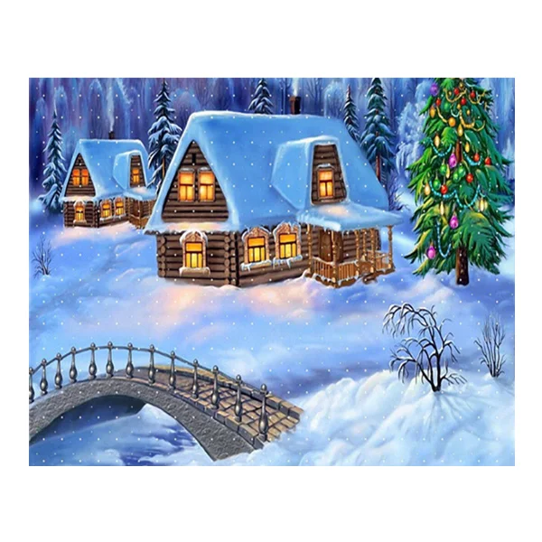 

HUACAN Oil Painting By Numbers Cabin Winter Scenery Dropshipping Ready Frame Paint By Numbers Christmas Kits For Kids Adults