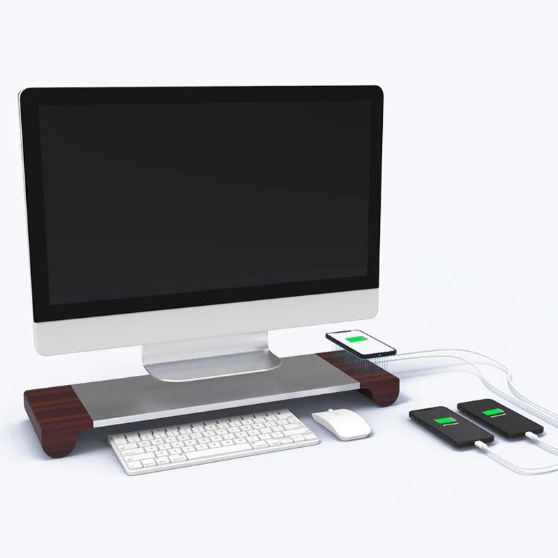 

Most popular Monitor Riser Space Bar Aluminum Alloy USB Hub Computer monitor stand, White