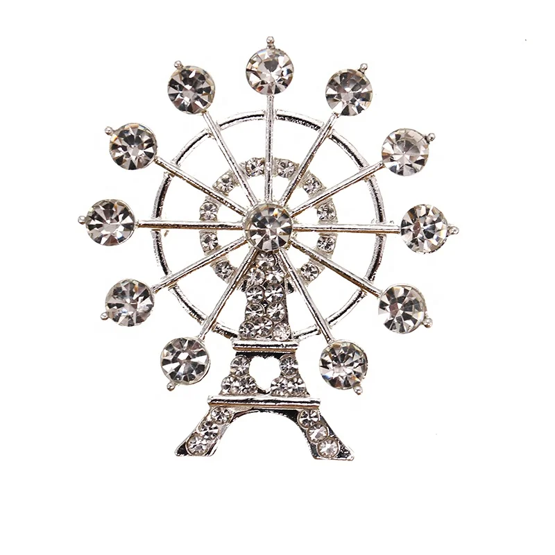 

Free Shipping Clear Crystal Rhinestone Brooch Tower Women Jewelry Gift Flat Back, Millions of colors
