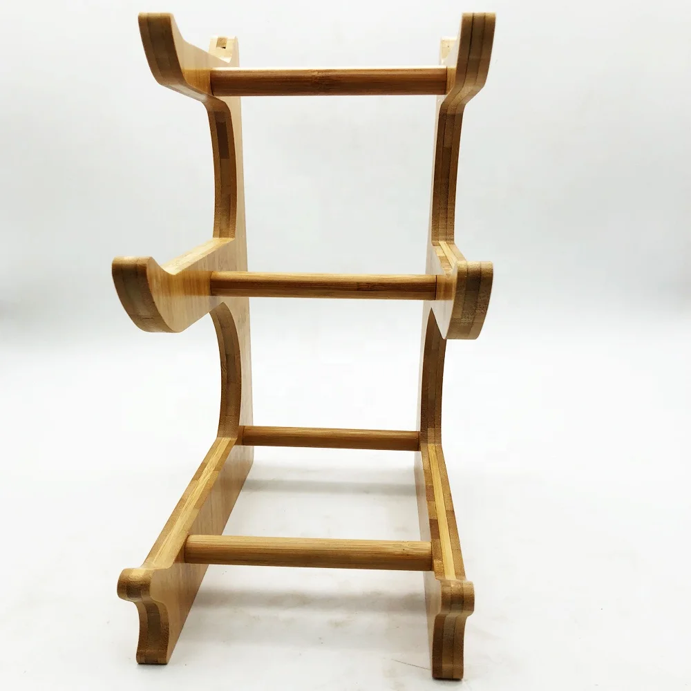 Bamboo Fruit Basket Holder Vegetable Storage Stand with 2 Banana Hooks