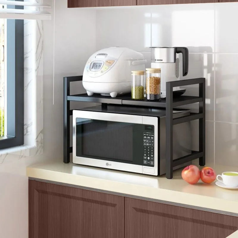 

Week hot 1-tier Adjustable Kitchen Bakers Rack Kitchen Organizer storage holders Utility Shelf Extendable Microwave Oven Rack, Black,white