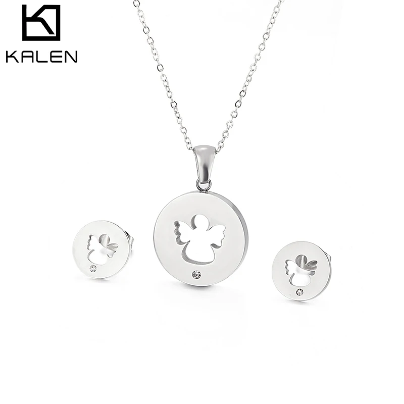 

Factory Wholesale Necklace Set Stainless Steel Round Earrings Necklace Jewelry Set, Gold,sliver