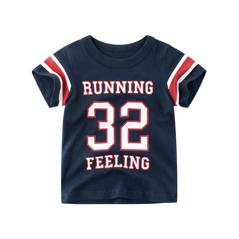 

Casual Cotton Digital Printing Short Sleeve Round Collar Children Boys T Shirts, Blue