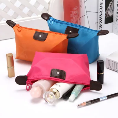 

Small Wholesale waterproof nylon Pouch Bag Cosmetic Wholesale Organizer Bag, Black/purple