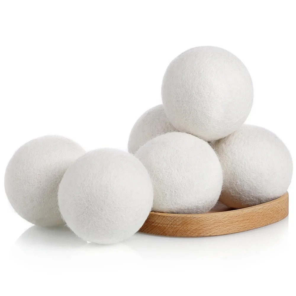 

2021 amazon 6 pack cotton bag OEM organic eco wool dryer balls New zealand Private logo wool balls for laundry, Custom color