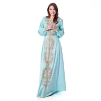 

New Dubai Islamic Fashion Elegant Long Sleeves Jalabiya Kaftan women plus size party dress with embroidery and beading