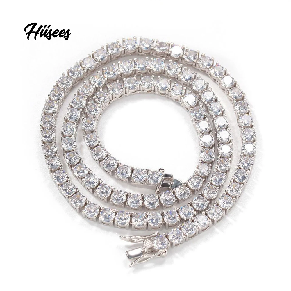 

Hip hop 3mm 4mm 5mm Tennis Chain 1 Row Cubic Zirconia Diamond Necklace 18k Gold Plated Tennis necklaces fine jewelry
