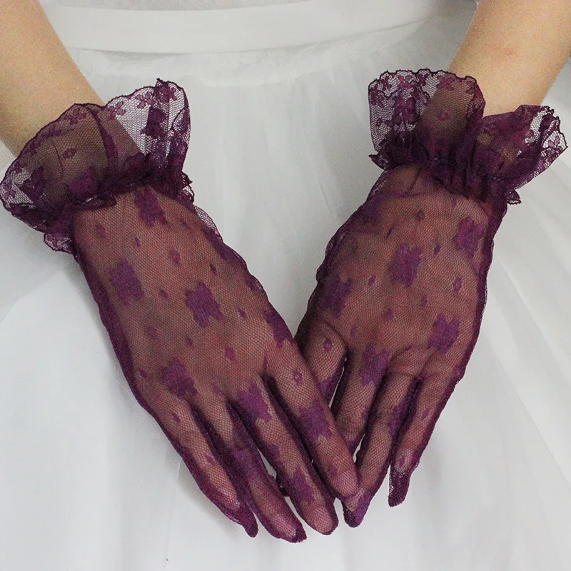 
Women Lace Gloves Short Wedding Gloves Elegant Finger Prom Gloves for Party 