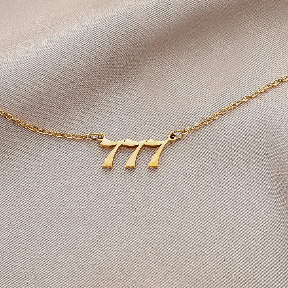 

2021 Amazon hot sale stainless steel angel number necklace chain gold silver plated