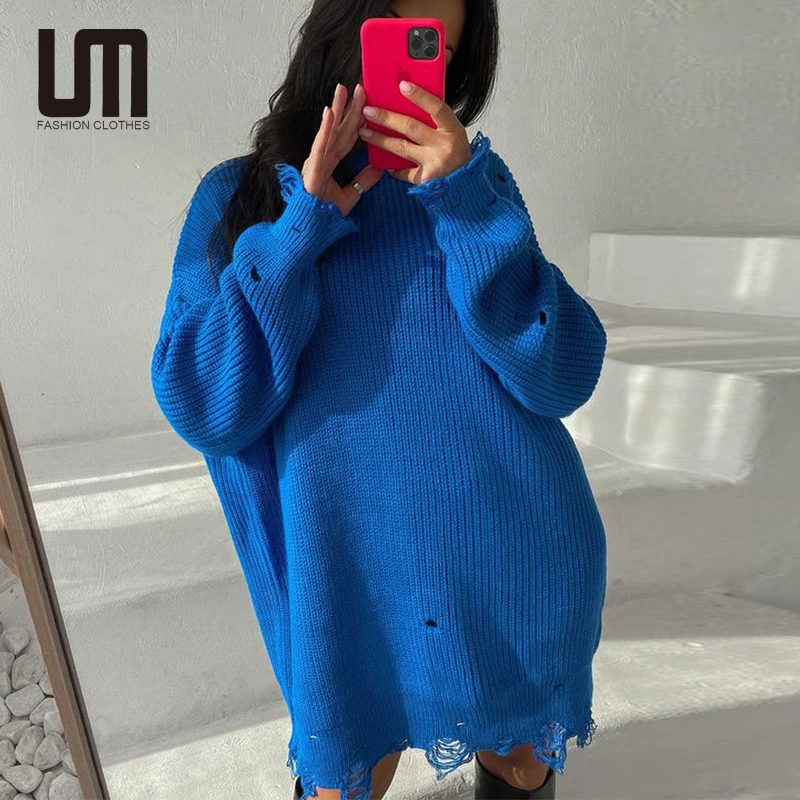 

Liu Ming Winter 2022 Women Clothing Oversized Loose Crew Neck Long Sleeve Knitted Sweater, Customized color