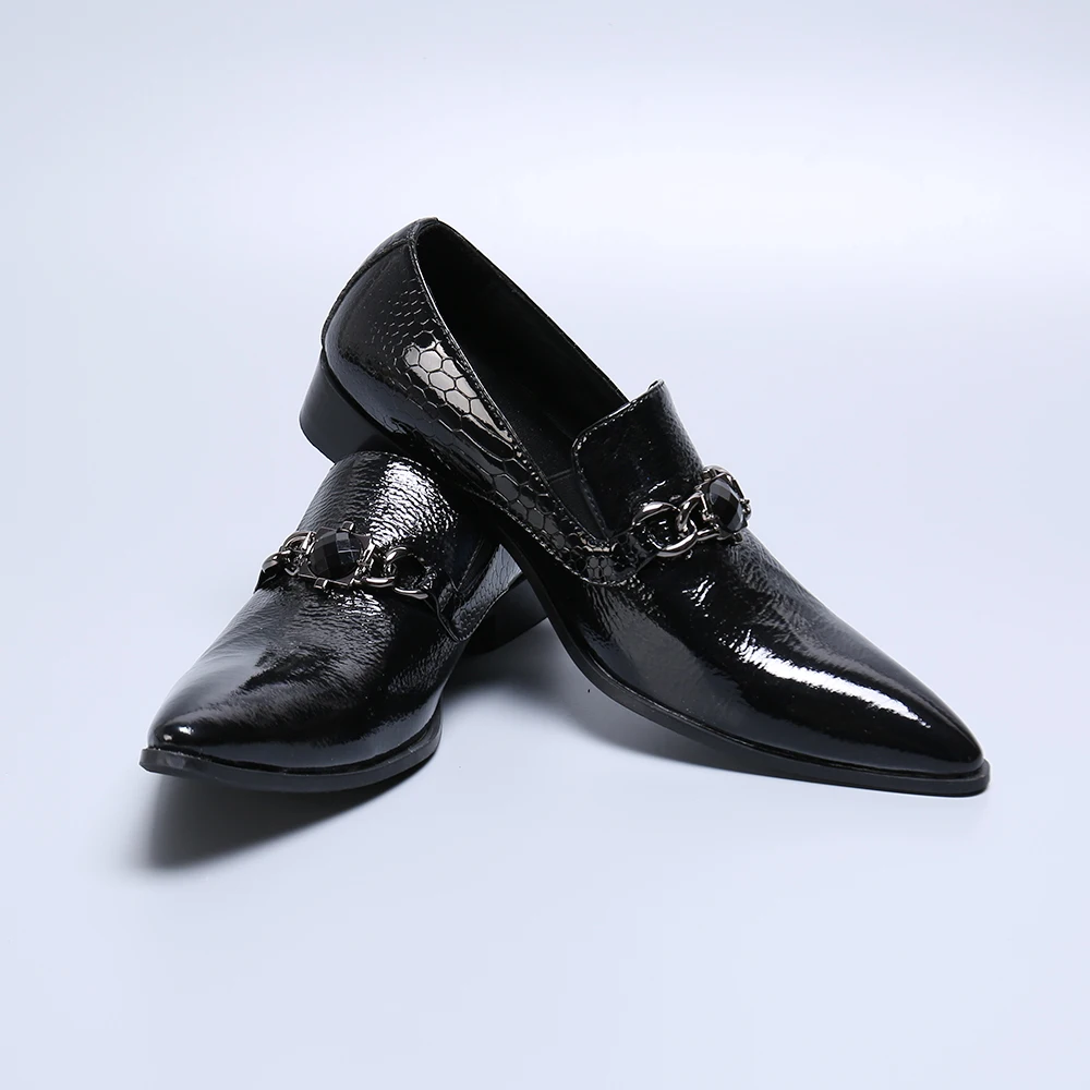 Na219 Black Men Dress Shoes Luxury Italian Style Pointed Toe Formal ...