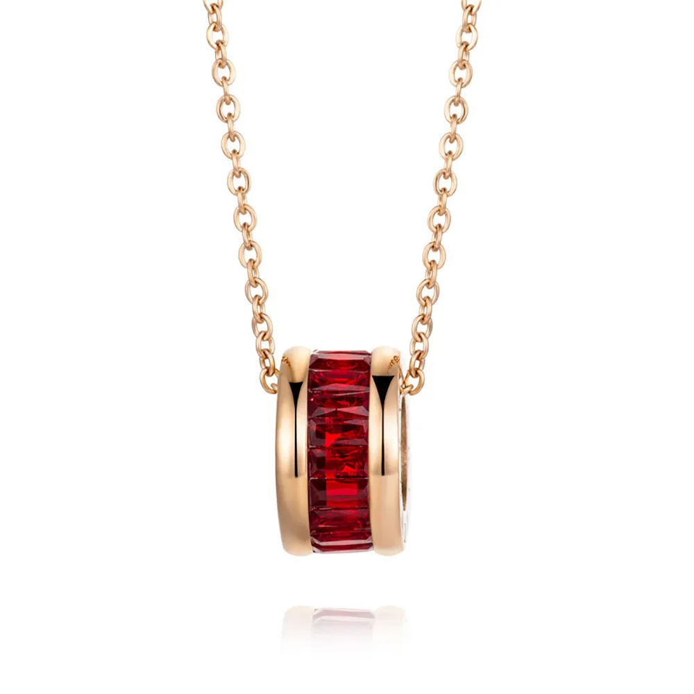 

Cryolite colored roman numeral explosive stone stainless steel crystal necklace pendant, Gold