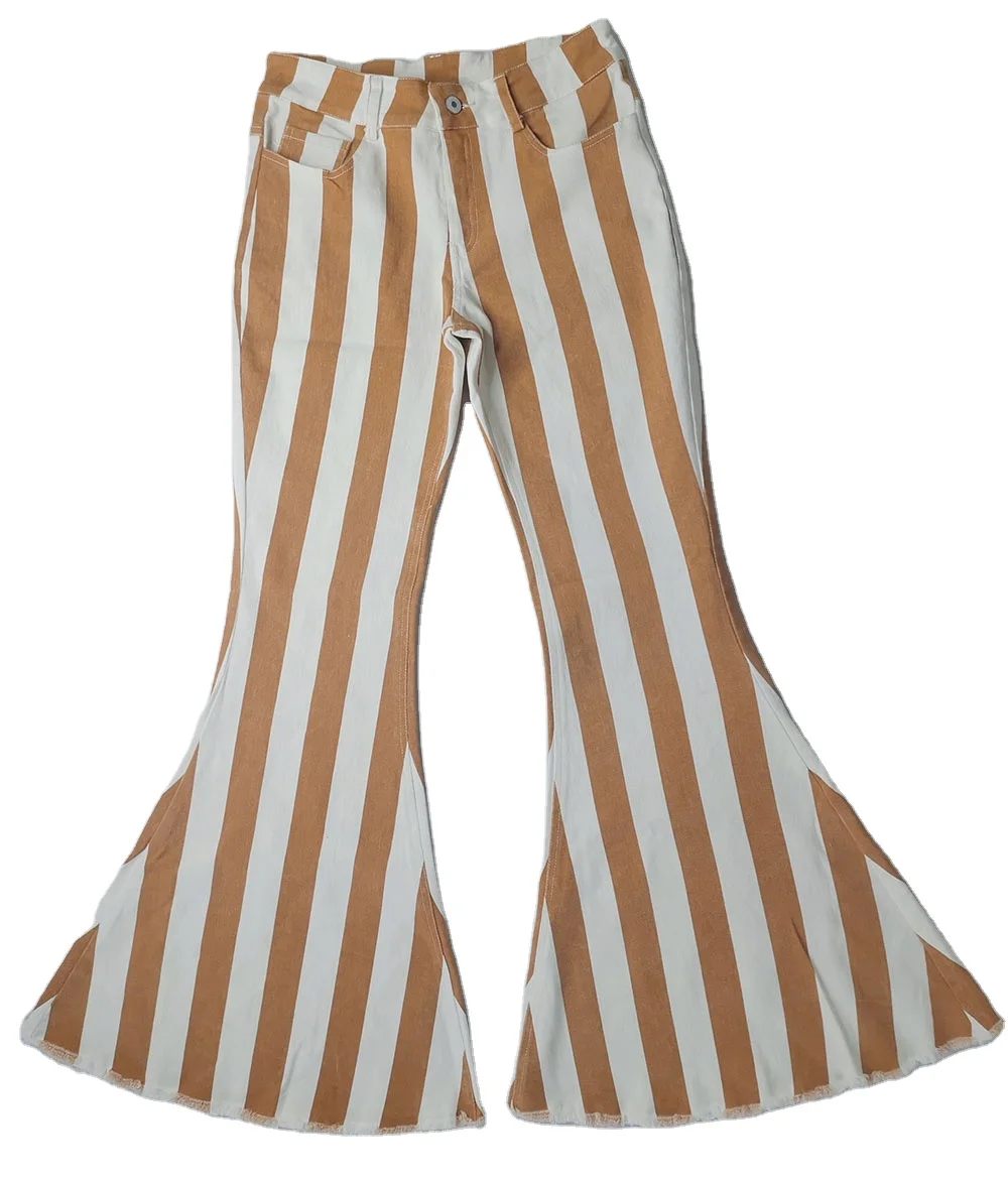 

Manufacture Factory Custom Bell Bottoms Plus Size Stripe Wide Leg Pants, Picture