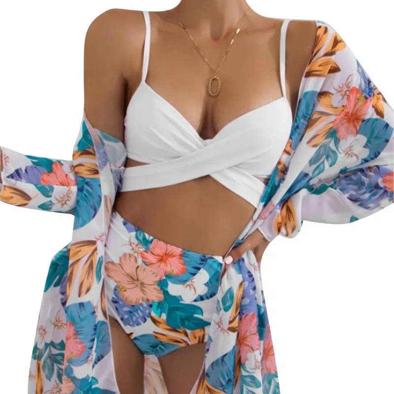 

2022 Hot Sale High Quality Fashion Bikini Custom Logo Print Sexy Swimwear Three Piece Swimwear