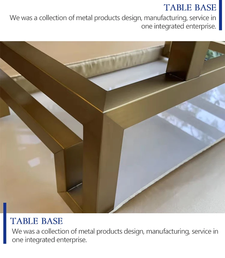Gold Square Furniture Rectangle Modern Pedestal Table Base Metal Brushed Stainless Steel Shaped Glass Coffee Table Bases