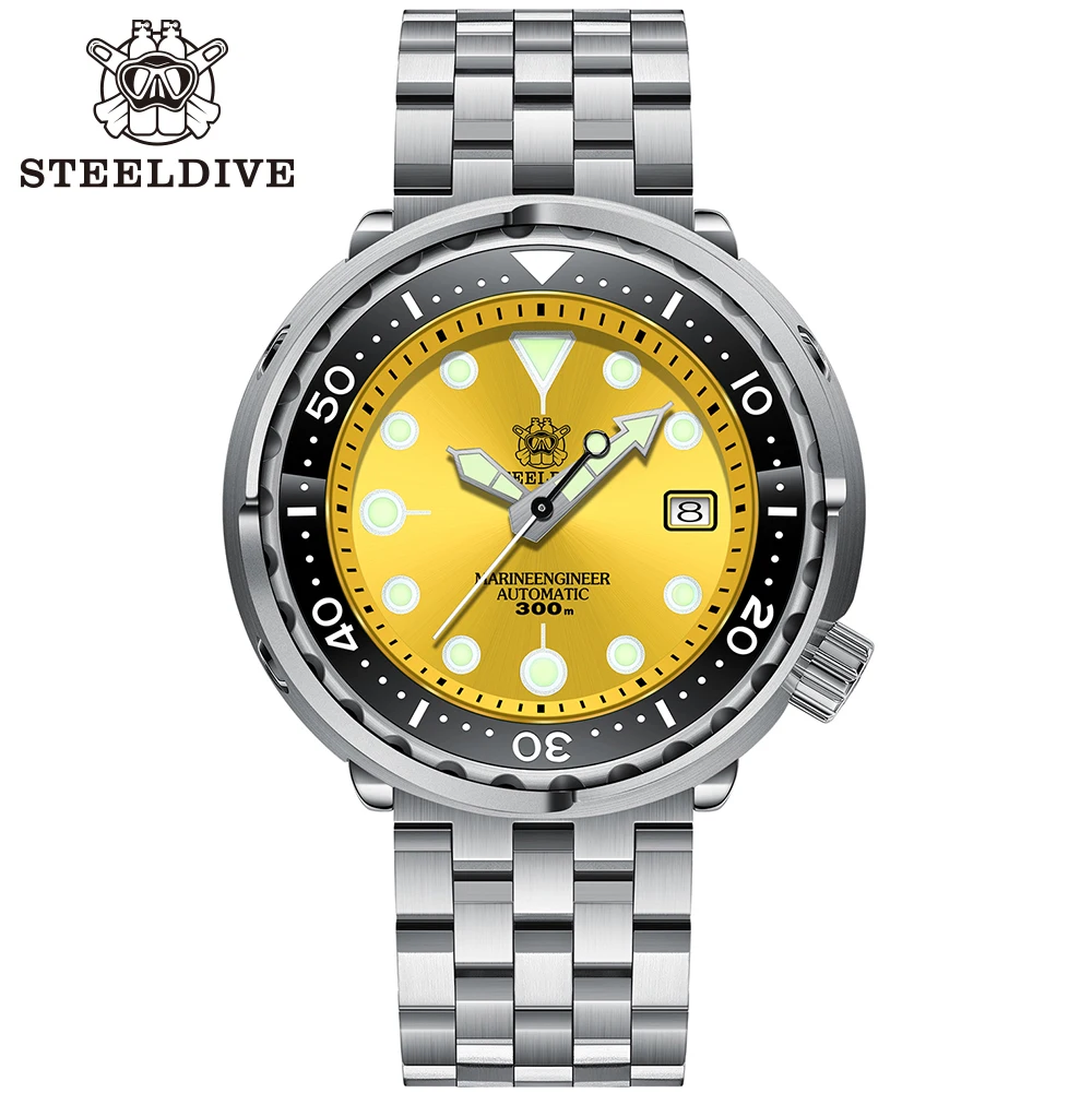 

In Stock SD1975 Steeldive Brand Stainless Steel Ceramic bezel Black Dial 30ATM Dive Watch For Men