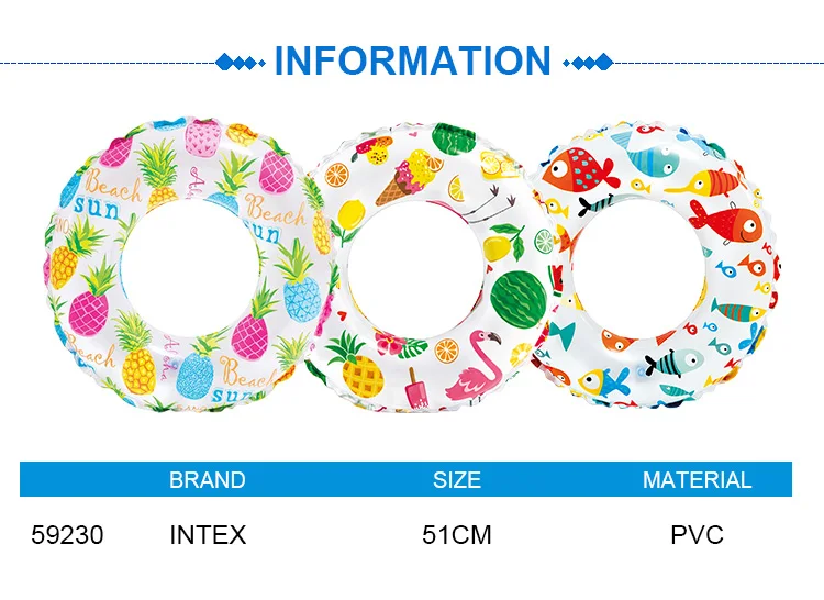 Intex 59230 Lively Print Swim Rings Adult Swimming Rings Inflatable
