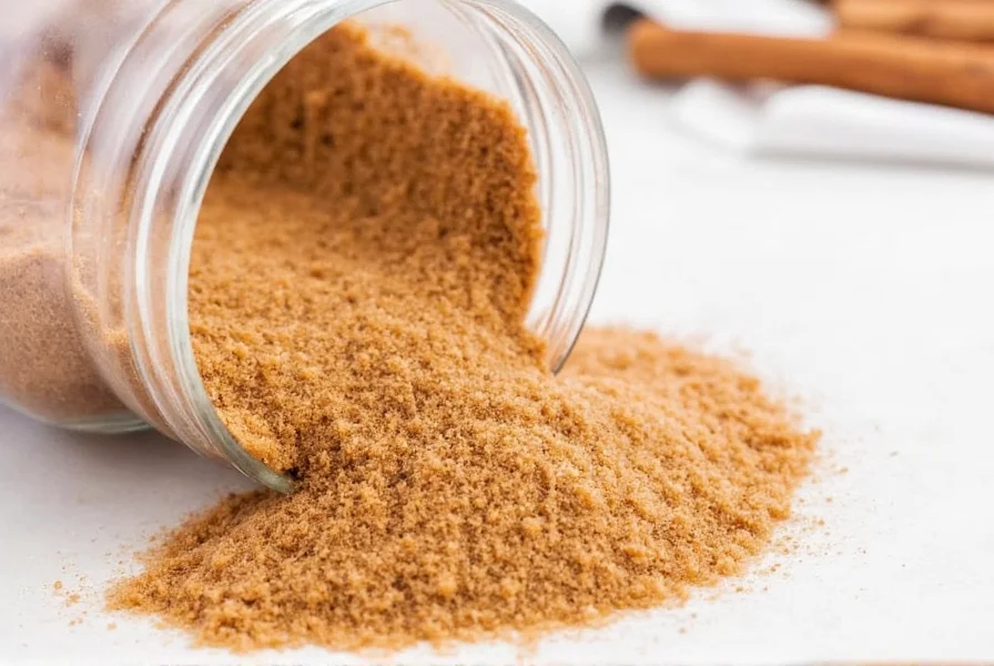 Homemade cinnamon sugar mixture in glass jar with spoon
