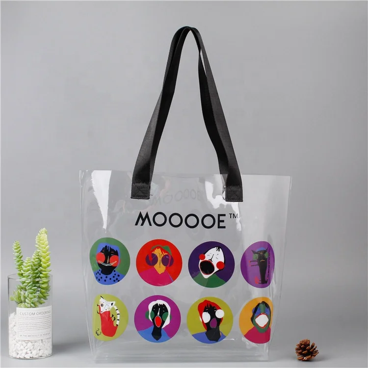 

colorful printing custom logo shoulder shopping tote packaging pvc bag, Custom logo shoulder shopping pvc bag,