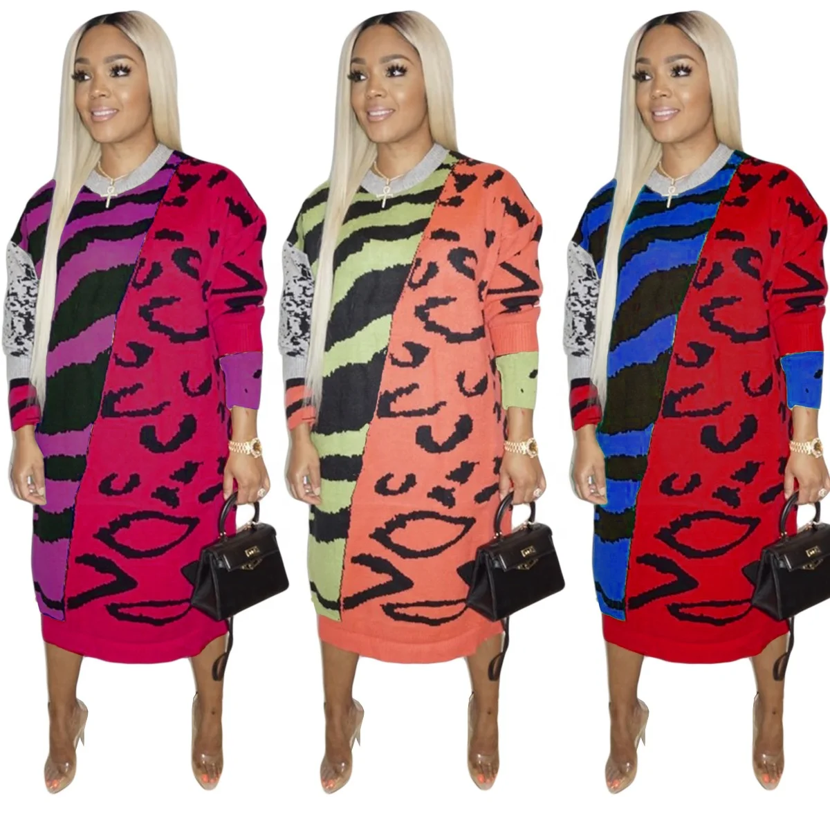 

MT31-5225 wholesale woman fashion dress autumn and winter women's clothing sexy long sleeve dresses plus size dress