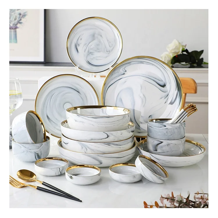

Western food marble satellite dish plate ceramic tableware sets