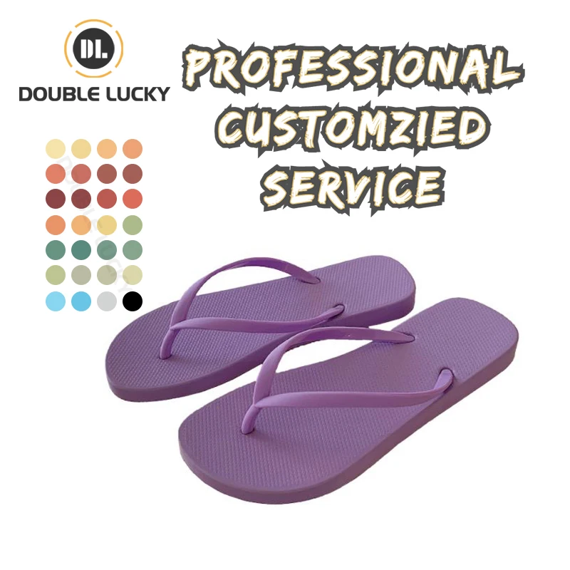 

Double Lucky Wholesale Summer Home Flat Flip-Flops Lovers Simple Pure Color Outdoor Clip Feet Beach Women's Slippers, As the picture or customizable