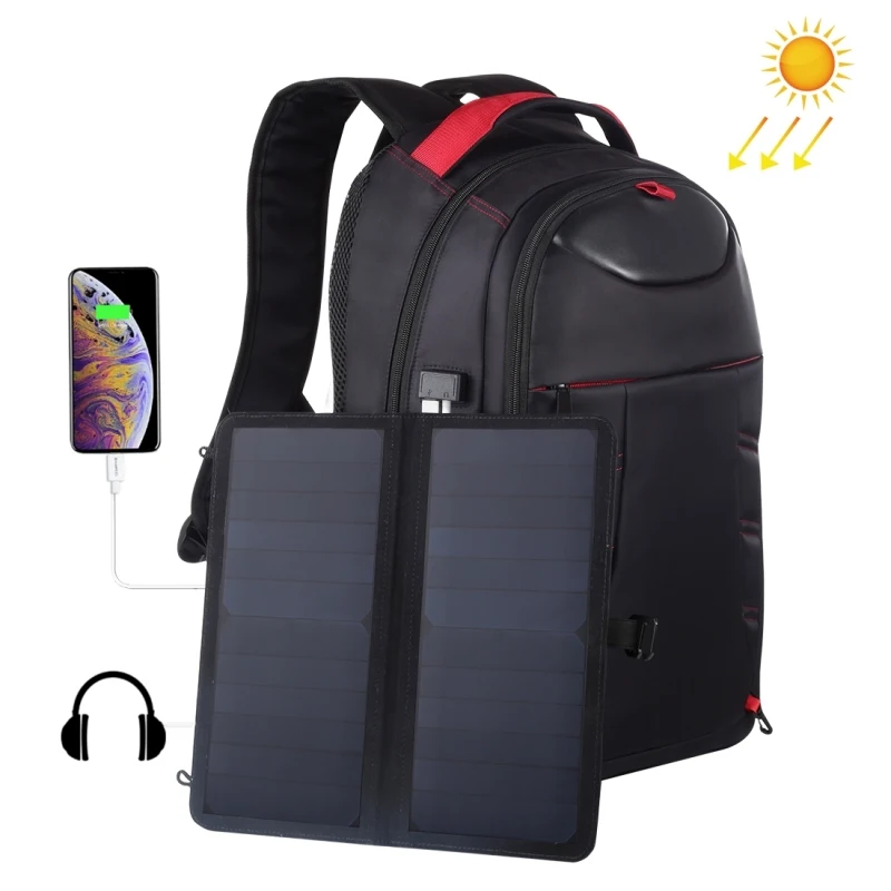 

Factory Wholesale HAWEEL 14W Foldable Removable Solar Power Outdoor Portable Dual Shoulders Laptop Backpack