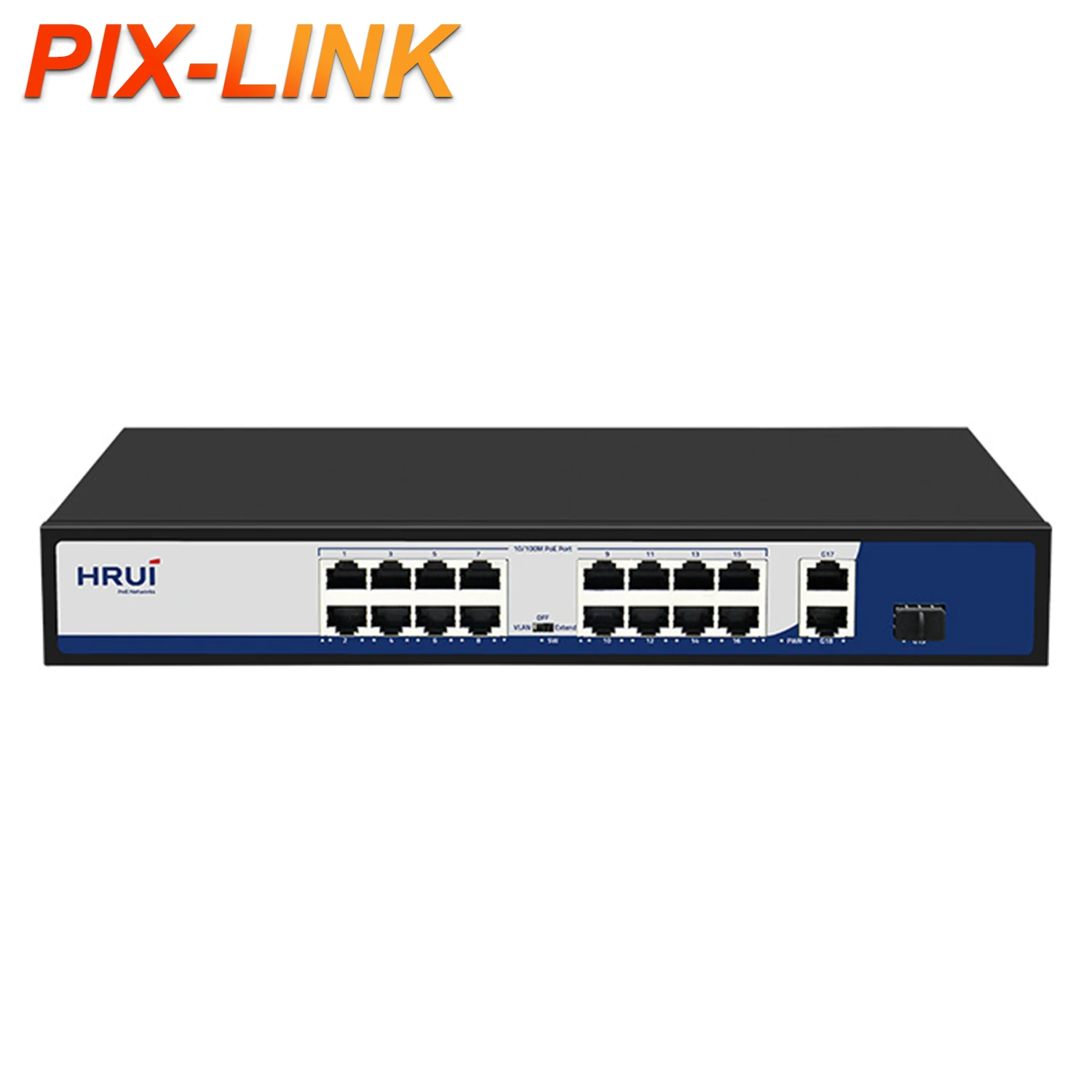 

16 Ports Gigabit PoE Switch 200W Support VLAN Extend 250 Meters PoE Switch for CCTV Network
