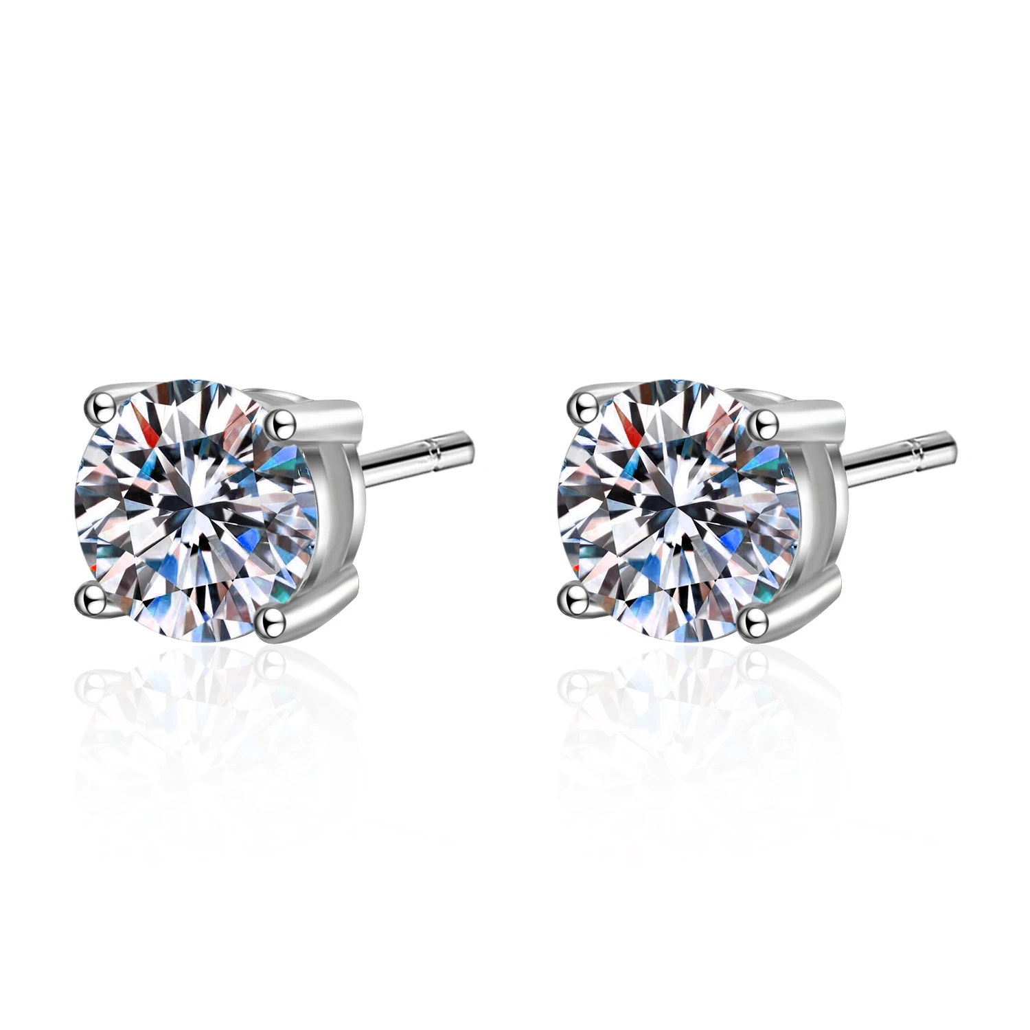 

HY043-E S925 sterling silver earrings female four-claw earrings 160 points Moissan diamond simulation diamond earrings