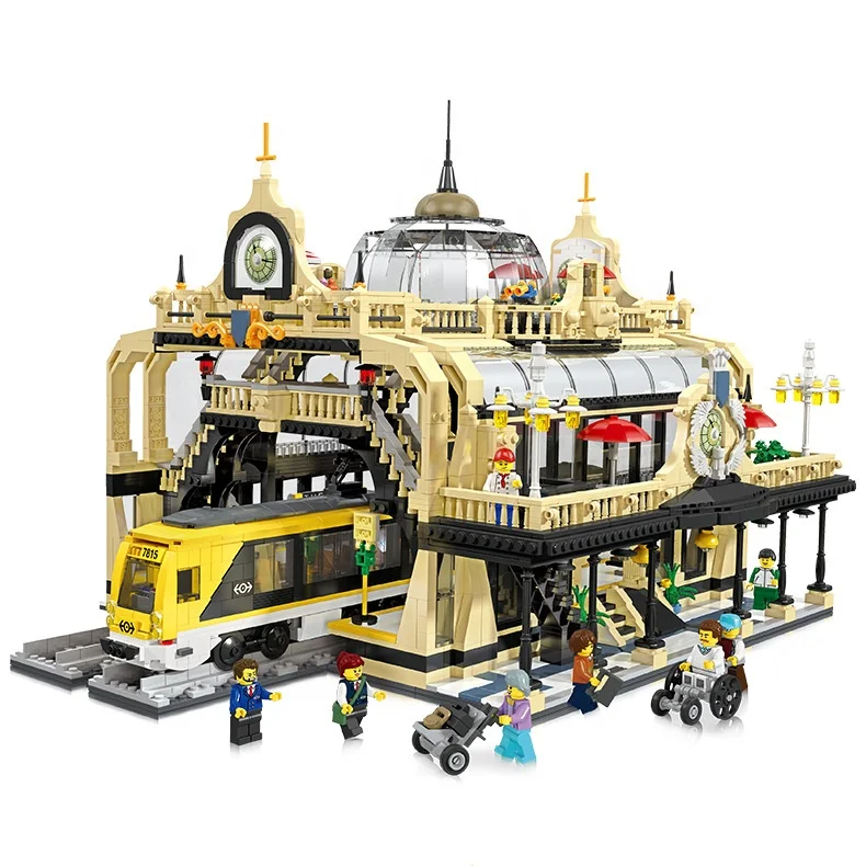 

89104 3950pcs/set European Railway Train Station Studgate Create Expert MOC FACTORY Building Blocks